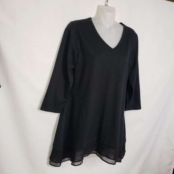 LOGO Lounge by Lori Goldstein Womens Top Small French Terry Tiered Chiffon Trim - Picture 4 of 9